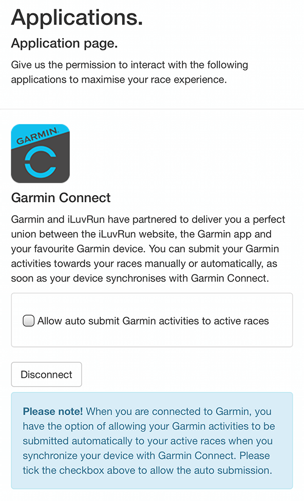 Allow access to Garmin activities