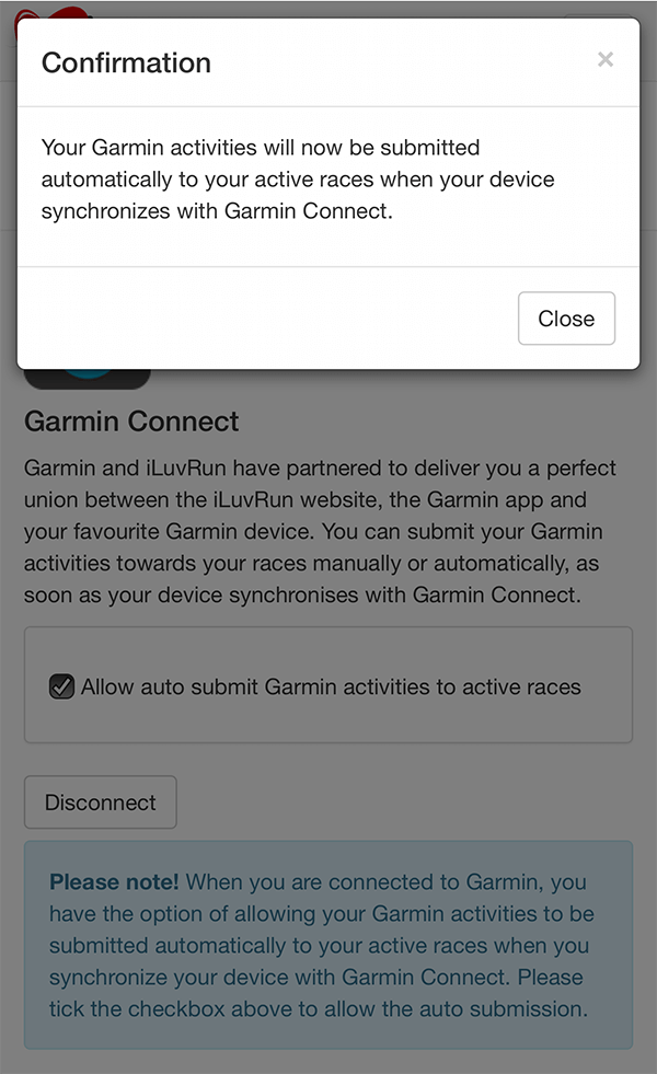 Access to Garmin activities allowed